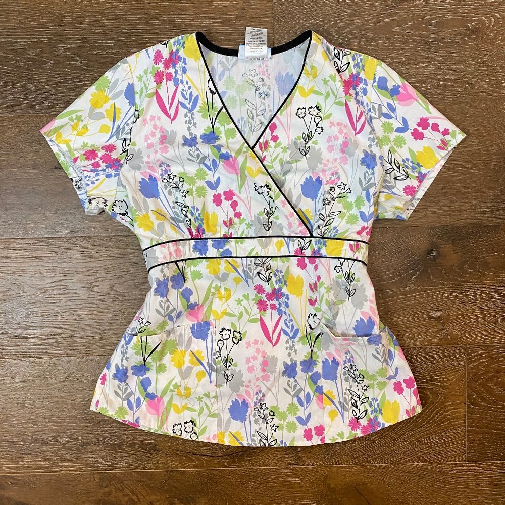 Colorful Spring Scrub Top